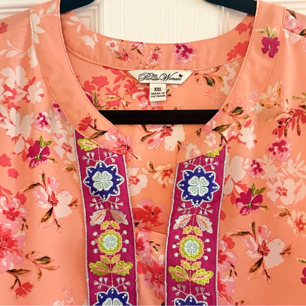 The Pioneer Woman Floral Tunic in Orange and Pink - Picture 4 of 10